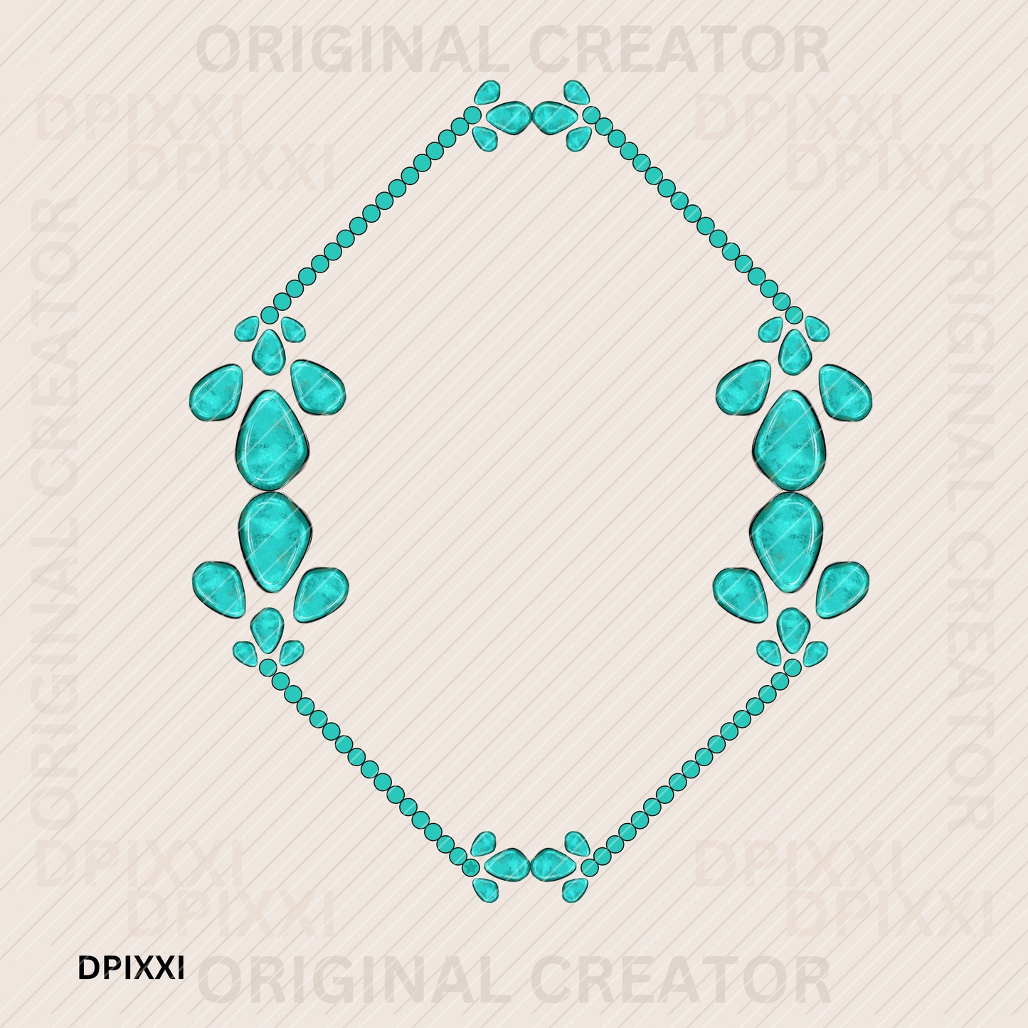 Turquoise Frame Flower Shape Digital Download #102