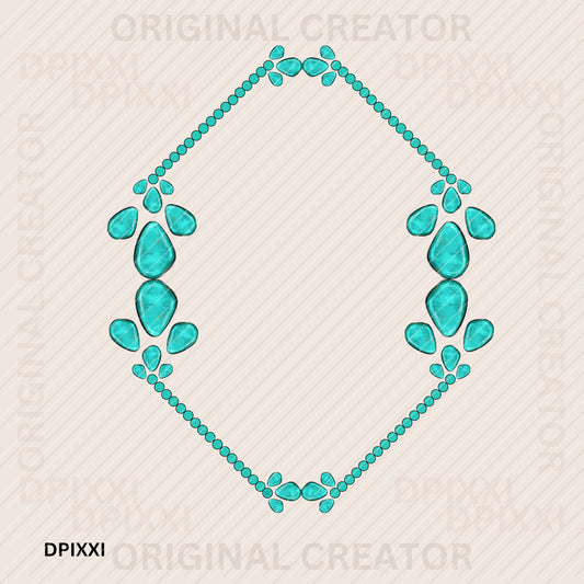 Turquoise Frame Flower Shape Digital Download #102