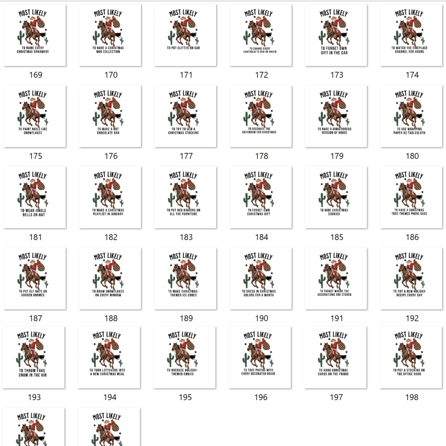 200 Quotes "Most Likely to Christmas" Cowboy Santa