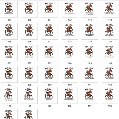 200 Quotes "Most Likely to Christmas" Cowboy Santa