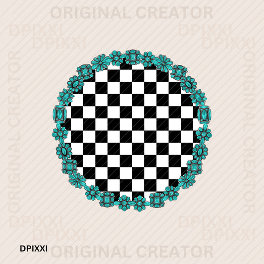 Circle Turquoise Frame Digital Download #110