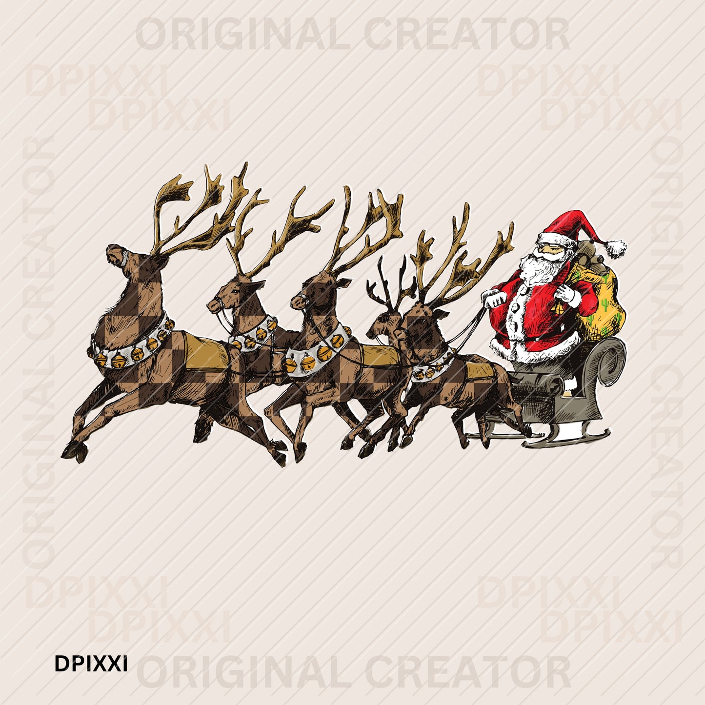 Checker Reindeer Cowboy Santa Christmas
