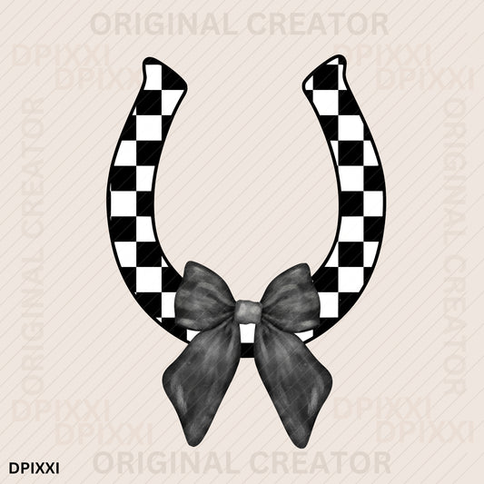 Checker Horseshoe and Black Bow