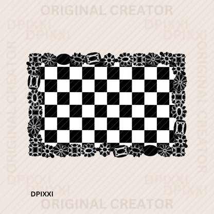 Modern Checker Turquoise Pattern Digital Frame #108