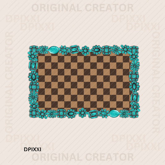 Turquoise Checker Rectangle #518