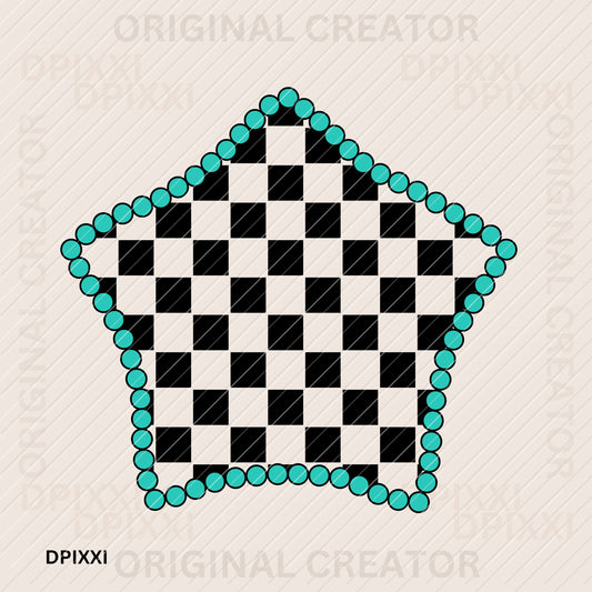 PNG, SVG Custom Star Fish Checker with Turquoise Borders