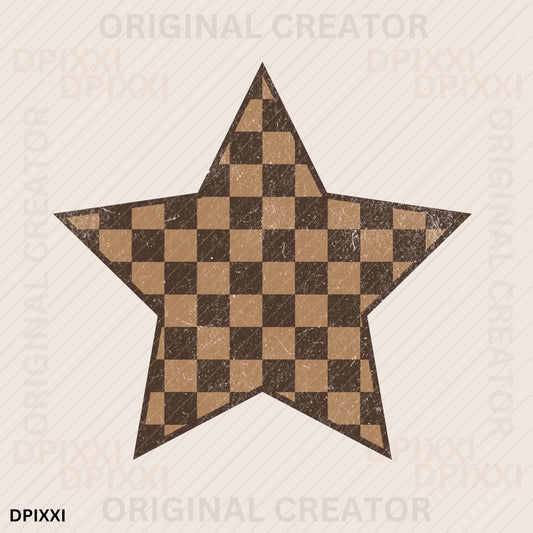 PNG, SVG Custom Chocolate Brown Star Checker