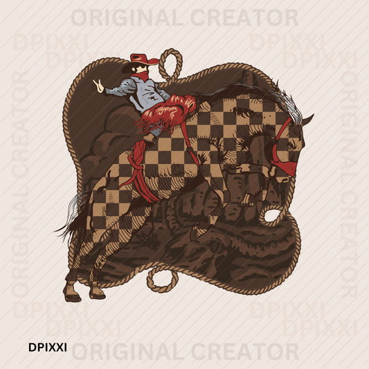 Desert Rope Checker Horse Cowboy Red Outfit