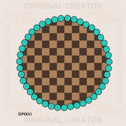 Circle Turquoise Chekcer #484