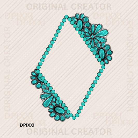 Turquoise Flower Frame Digital Art #362