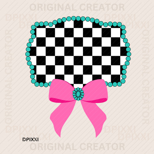 Turquoise Frame Pink Bow Digital Download #479