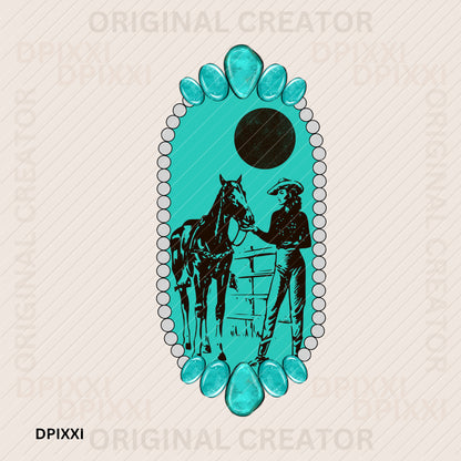 Turquoise Cowgirl Print #127