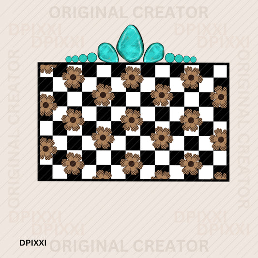 Digital Download Turquoise Checker Wall Frame #123