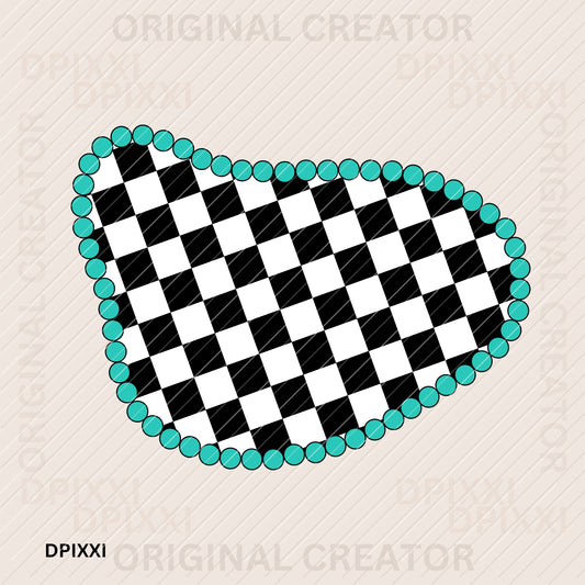 PNG, SVG Custom Unique Checker with Turquoise Borders
