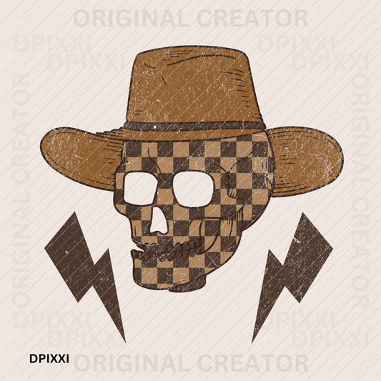 Checker Skull Cowboy Thunder