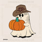 Cowboy Ghost Holds Big Pumpkin