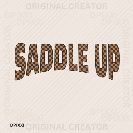 Saddle Up Checker Western Phrase