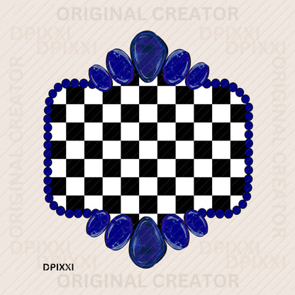 Boho Style Turquoise Checker Frame Download #98