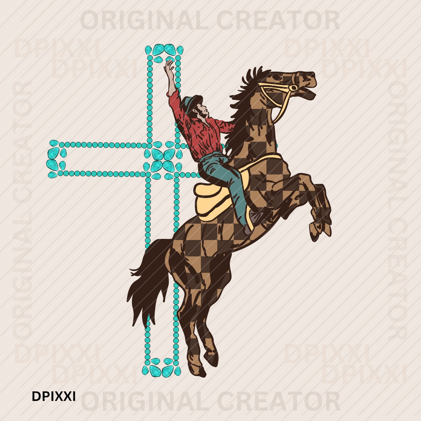 Western Cowboy Turquoise Cross Prints #53