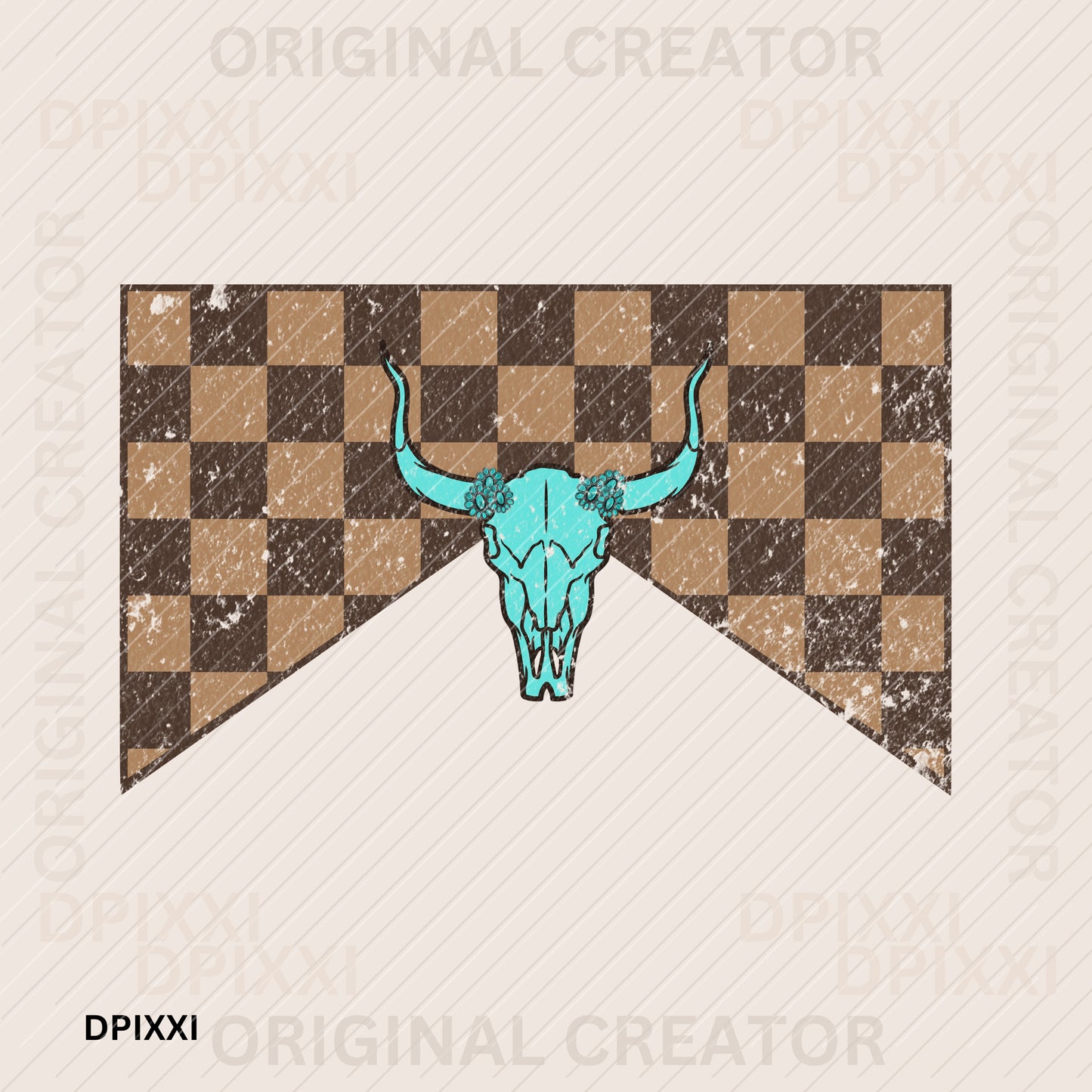 Checker Turquoise Skull Bull