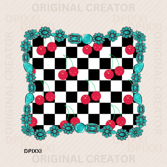 Cherry Turquoise Frame #467