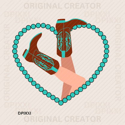 Cowgirl Boots Heart Digital Art #231
