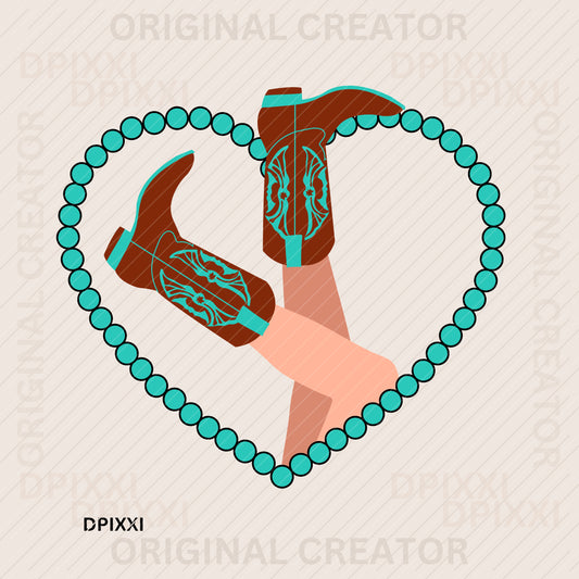 Cowgirl Boots Heart Digital Art #231
