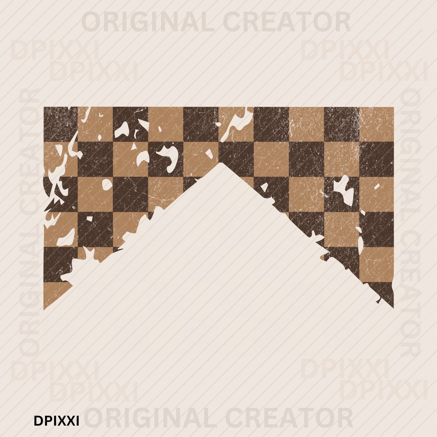 Disstressed Chocolate Brown Mirrow Triangle Checker