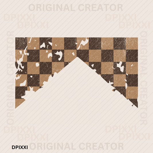 Disstressed Chocolate Brown Mirrow Triangle Checker