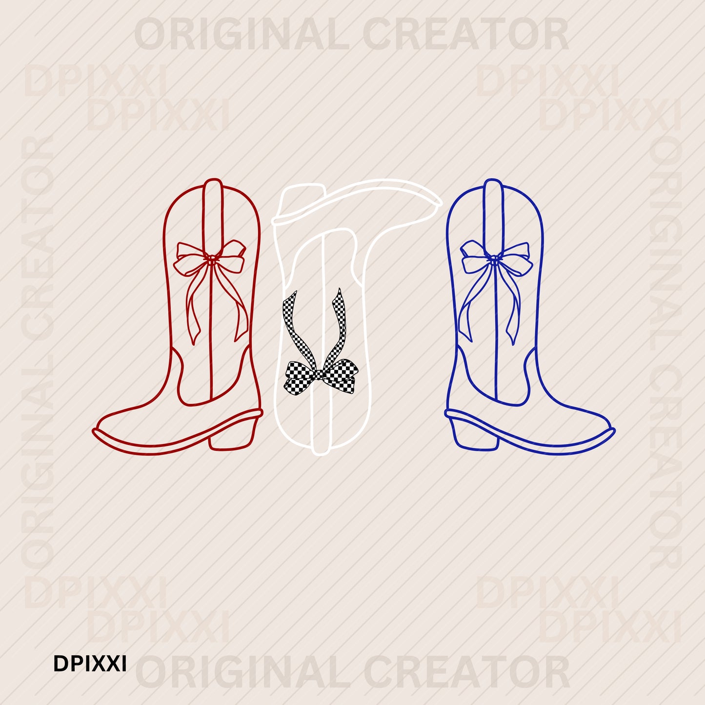 Cowgirl Shoes with Red White Blue Bow Printable Art #47