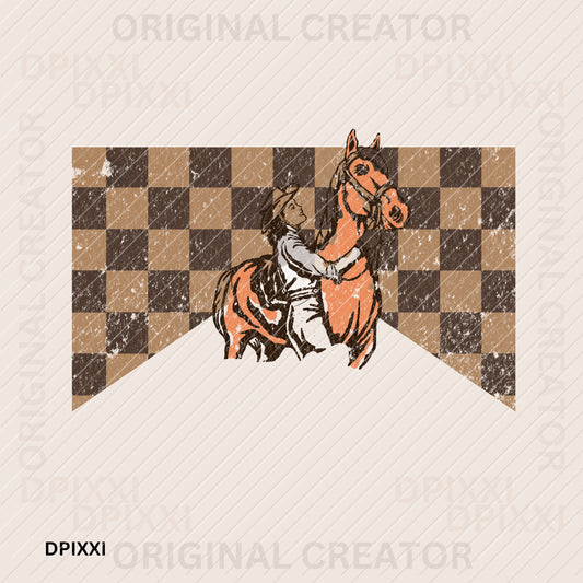 Love Horse Cowgirl Checker