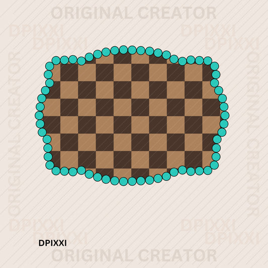 Boho Checker Frame Digital Art #364