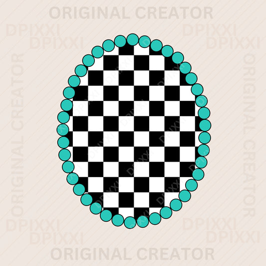 PNG, SVG Custom Oval Checker with Turquoise Borders