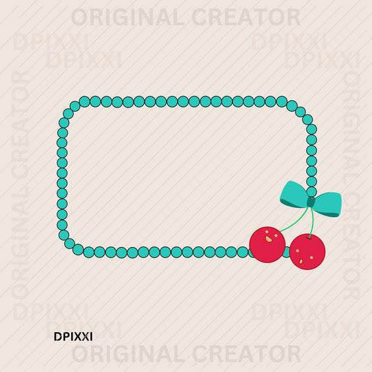 Turquoise Rectangle Cherry Frame #474
