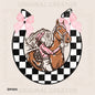 Two Pink Bow Cowgirl Loves Horse