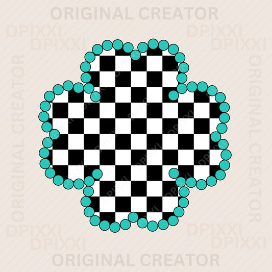 PNG, SVG Custom Lucky Clover Checker with Turquoise Borders