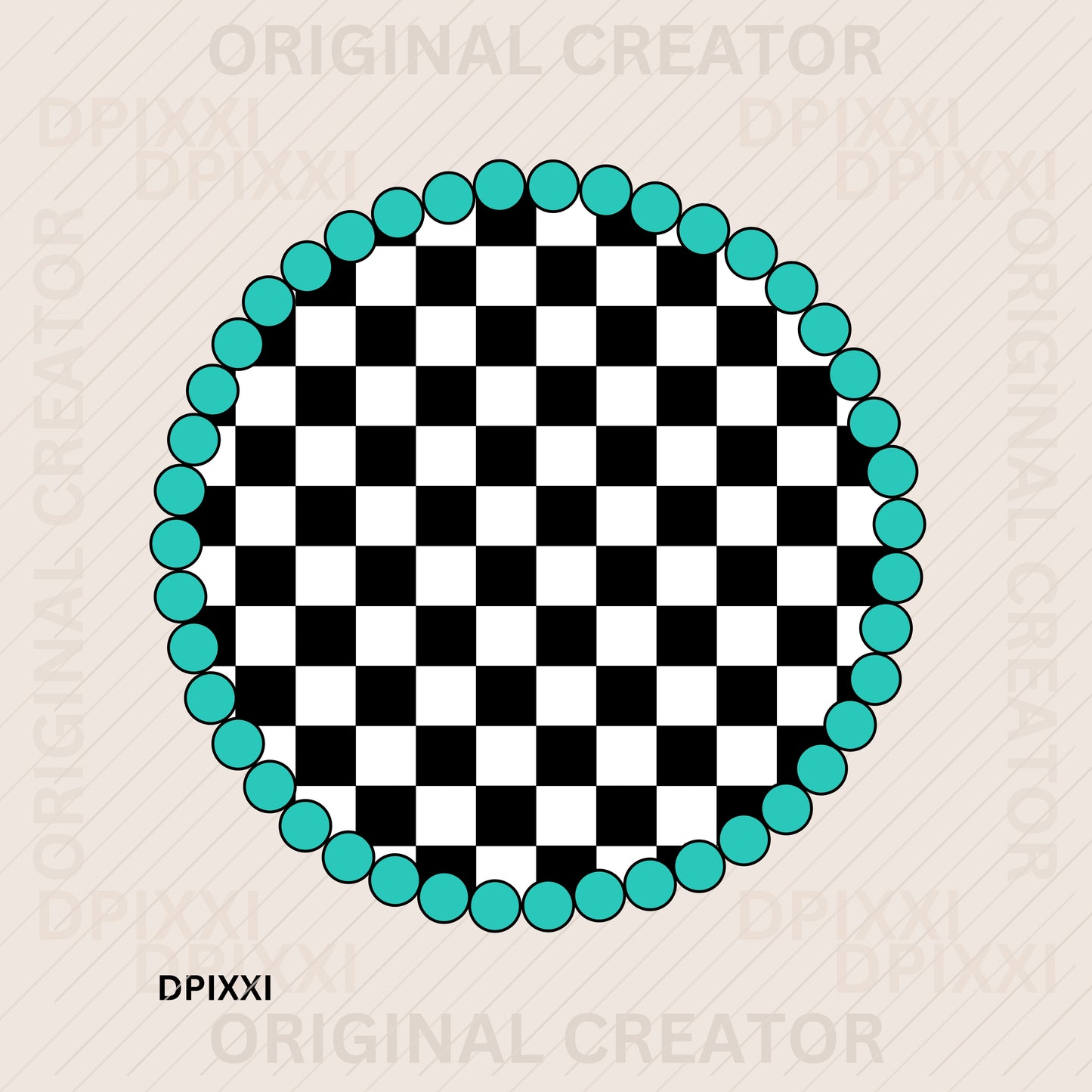 Circle Turquoise Chekcer #484