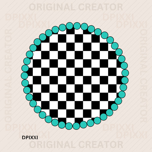 Circle Turquoise Chekcer #484