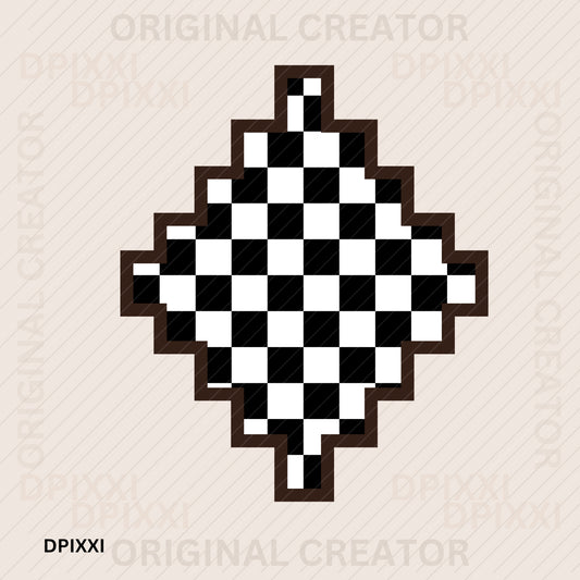 Brown Checker Pattern Turquoise Border Frame #120