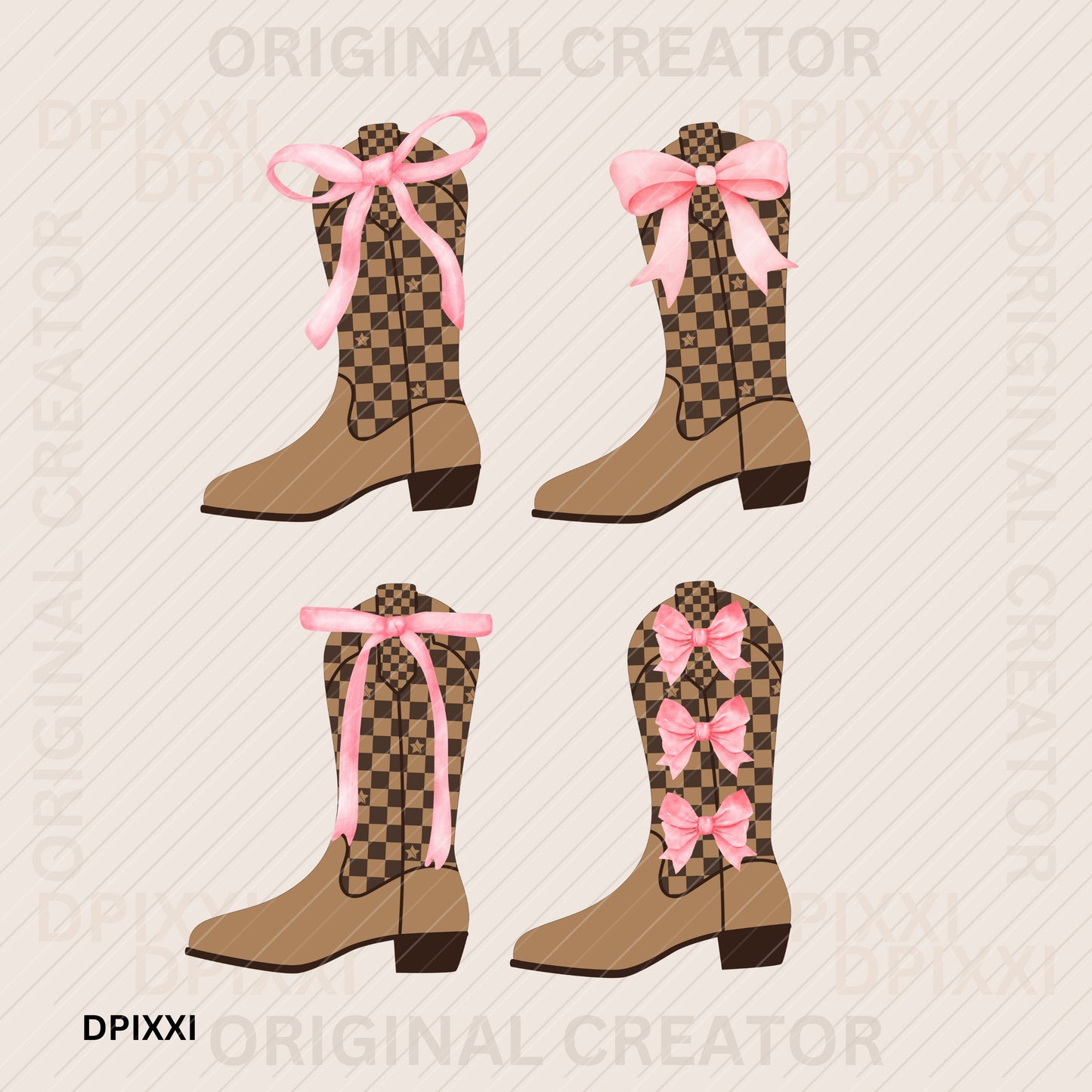 Checker Cowgirl Bow Boots #39