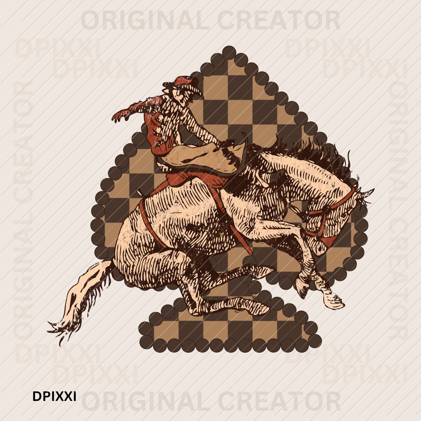 Chocolate Brown Checker Spade Brown Cowboy Horse