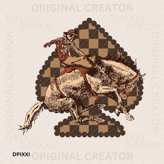 Chocolate Brown Checker Spade Brown Cowboy Horse