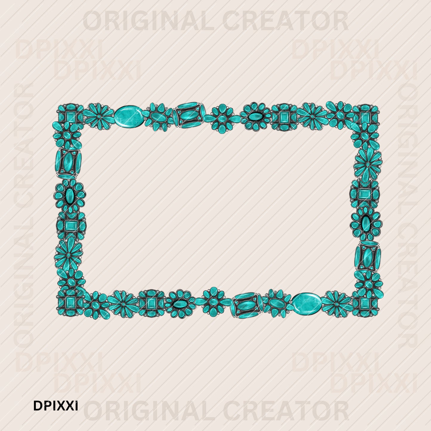 3 SETS Custom Shape Checker with Turquoise Stone Borders (png, svg)