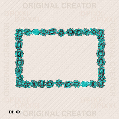 3 SETS Custom Shape Checker with Turquoise Stone Borders (png, svg)