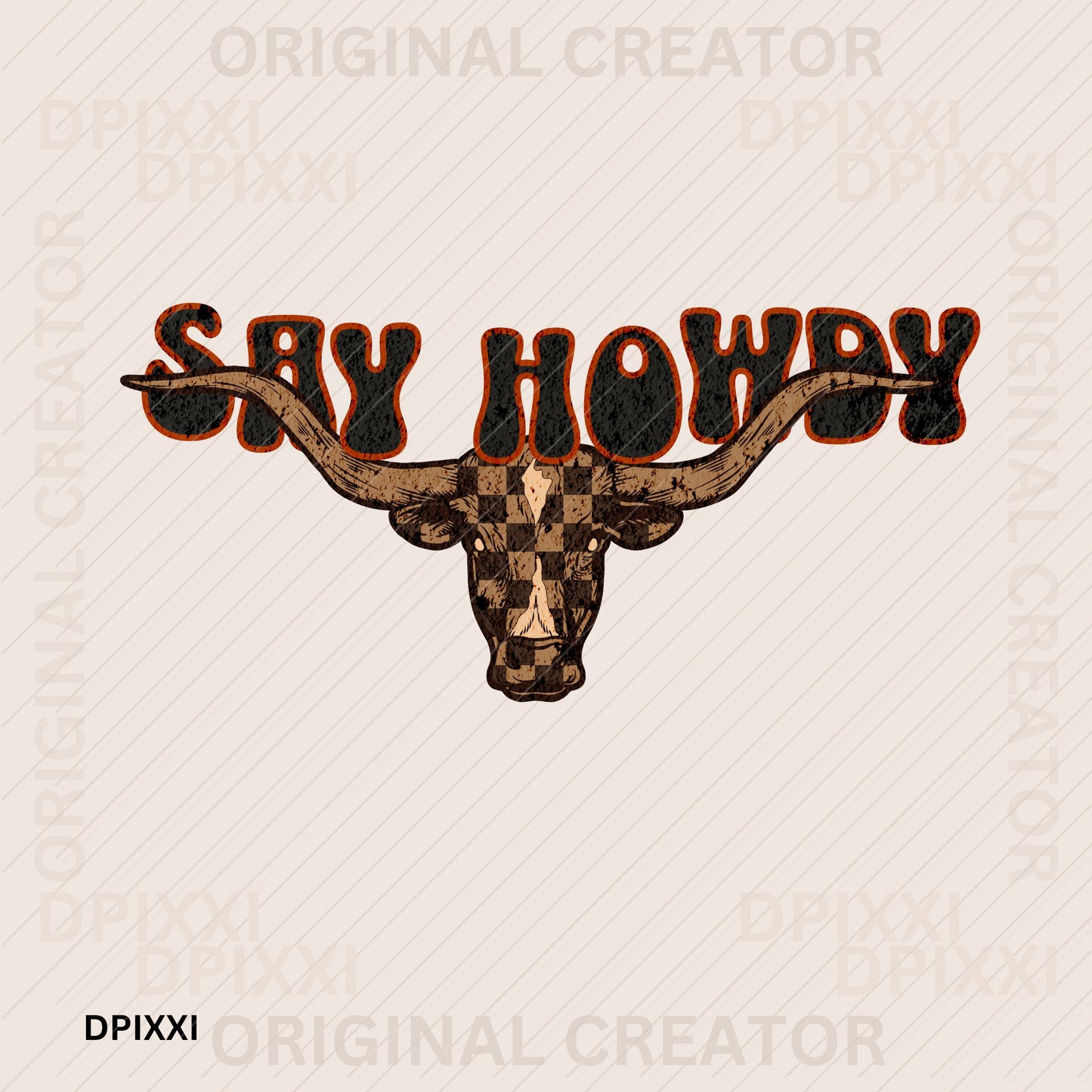 Say Howdy Checker Bull Cow