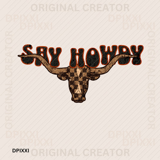 Say Howdy Checker Bull Cow