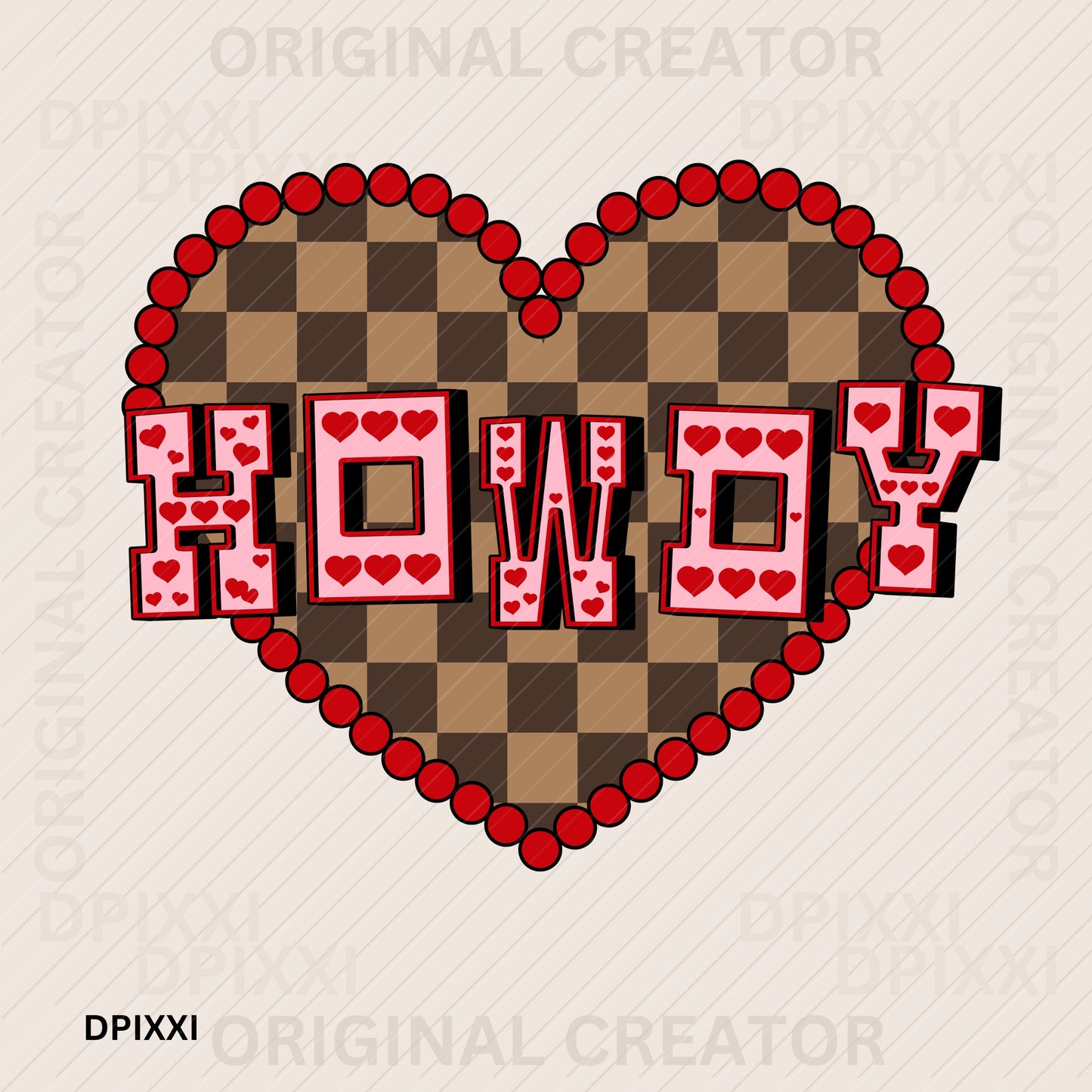 Red Checker Heart Howdy