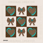 Turquoise Heart Bow Checker In Box