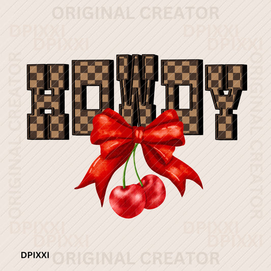 Checker Howdy Red Bow Cherry