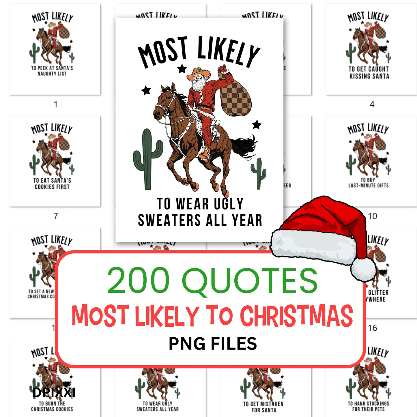 200 Quotes "Most Likely to Christmas" Cowboy Santa